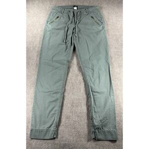 J.Crew City Fit Pants Women Size 2 Green Drawstring Cotton Ankle Casual Chino